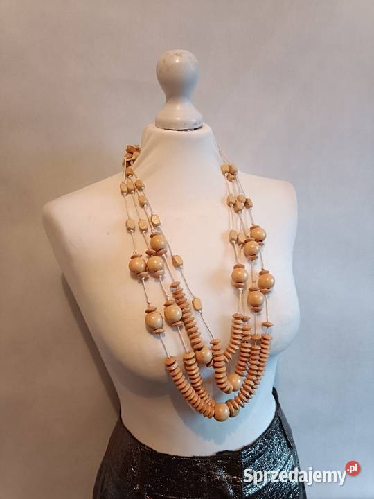Nowe drewniane okazałe korale naszyjnik Białystok