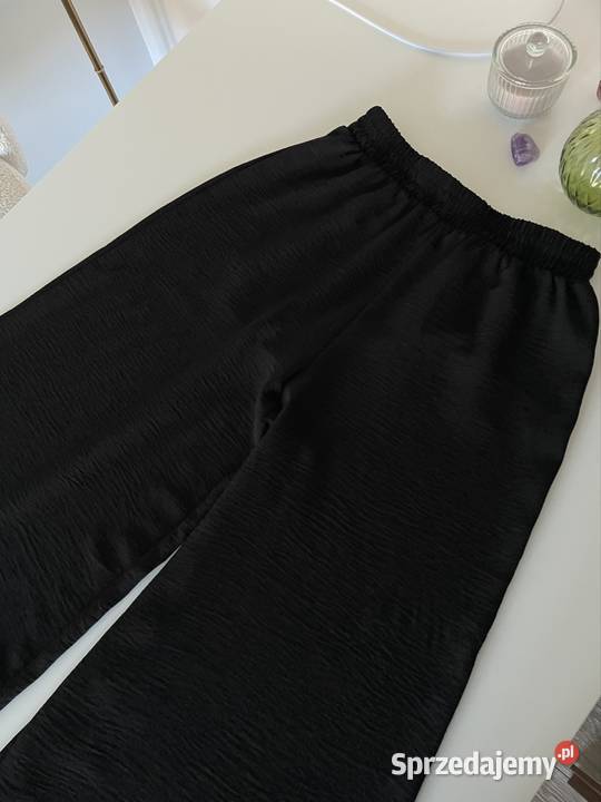 Zara czarne luźne spodnie palazzo czarny S 36 Długie Ząbki