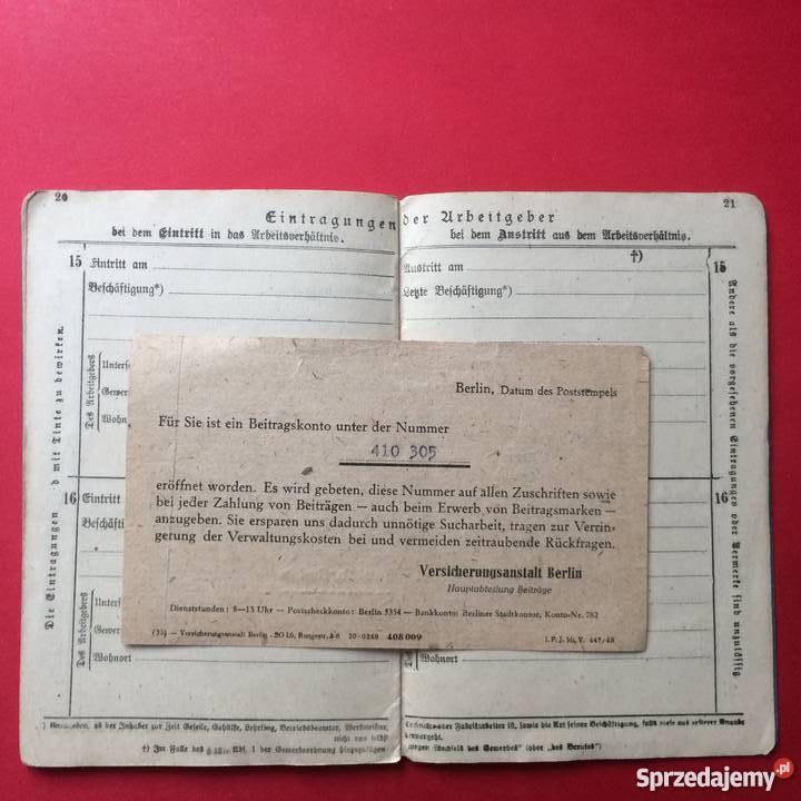 Urbeitsbuch Antykwariat zachodniopomorskie Szczecin