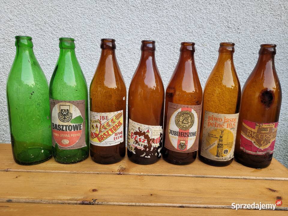 Stare butelki piwie butelki napojach PRL