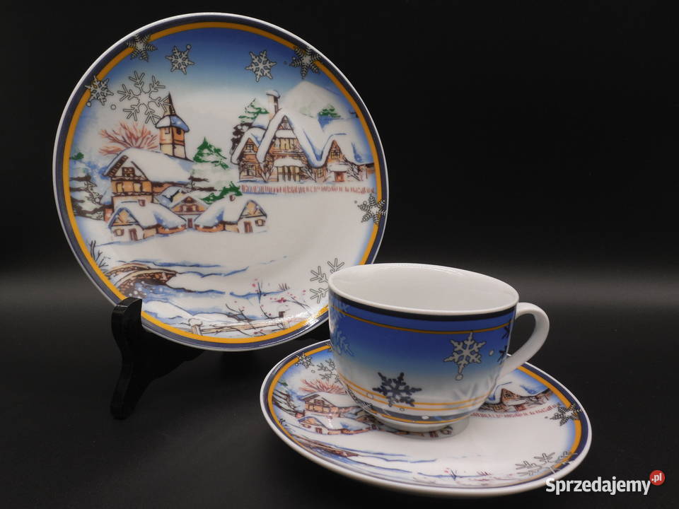 Zestaw śniadaniowy trio zimowy pejzaż Raszków