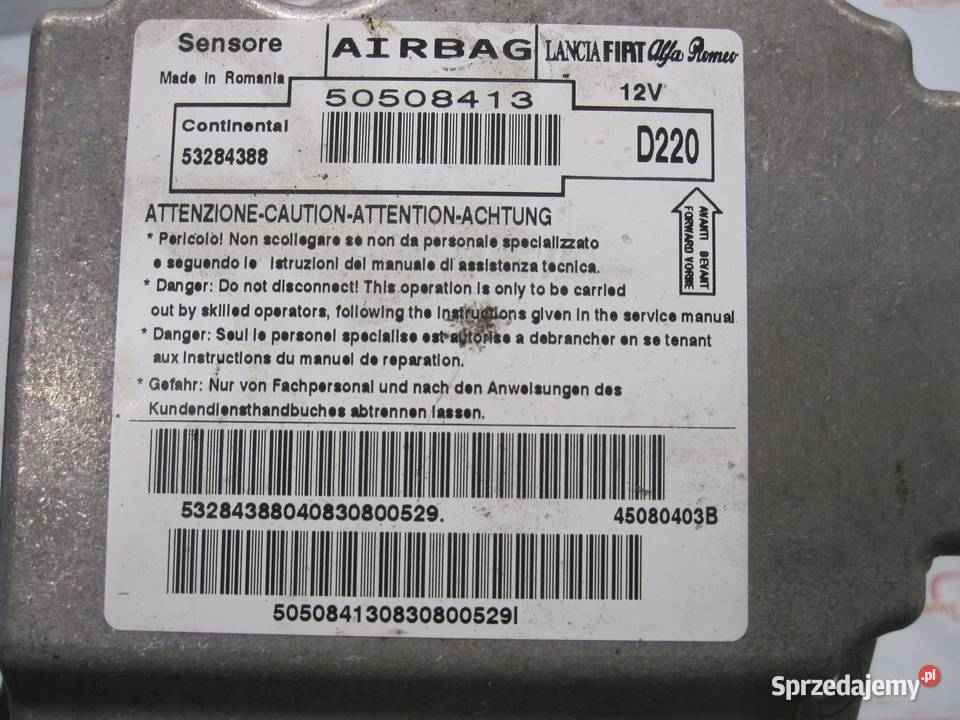 ALFA ROMEO MITO 09r moduł sensor AIRBAG 50508413 Kielce sprzedam