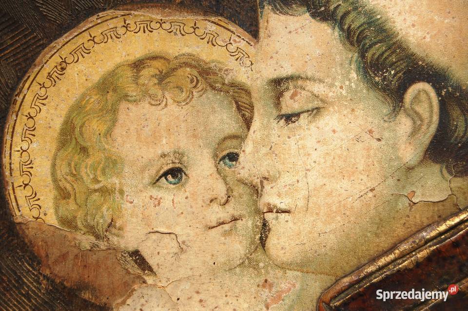 Św Antoni i Dzieciątko Jezus przedwojenny obraz Wyposażenie wnętrz lubelskie Lublin