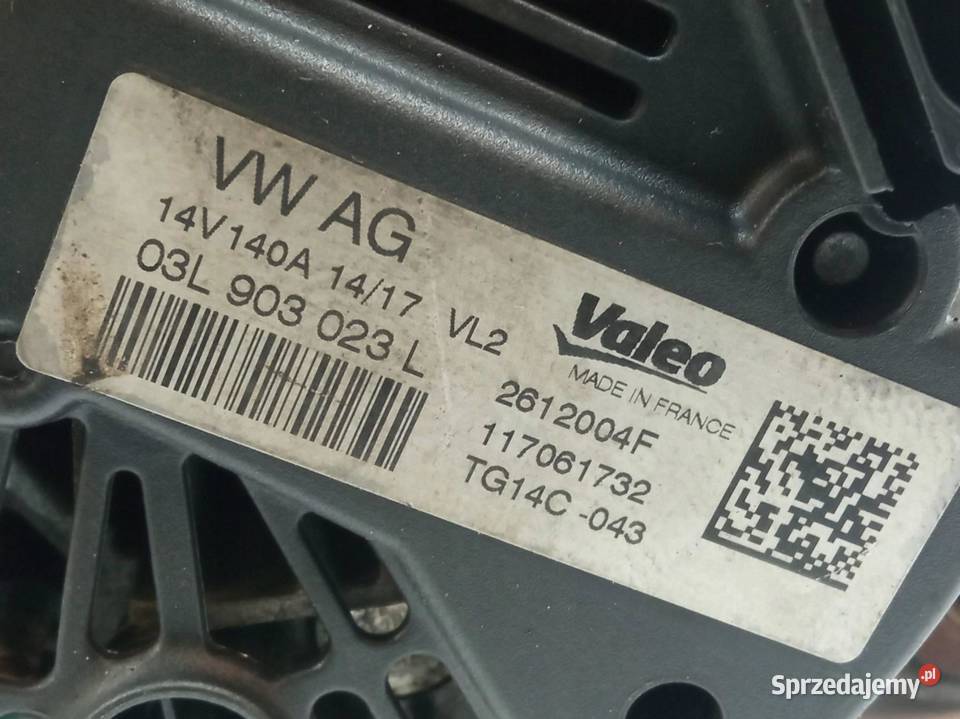 ALTERNATOR 03L903023L 20 TDI VW Volkswagen Caddy osobowe