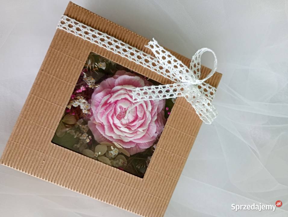 Świece sojowe box upominek prezent z napisem bez różowy Lesko