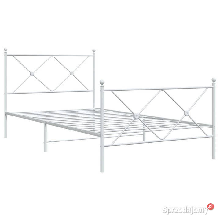 Łóżko Metalowe Białe Rama Łóżka Ze Stelażem 90cm Warszawa