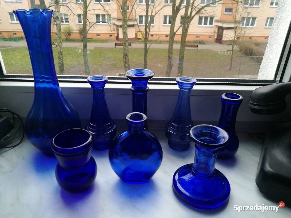 Zestaw szkła wazoniki świeczniki buteleczki Choszczno