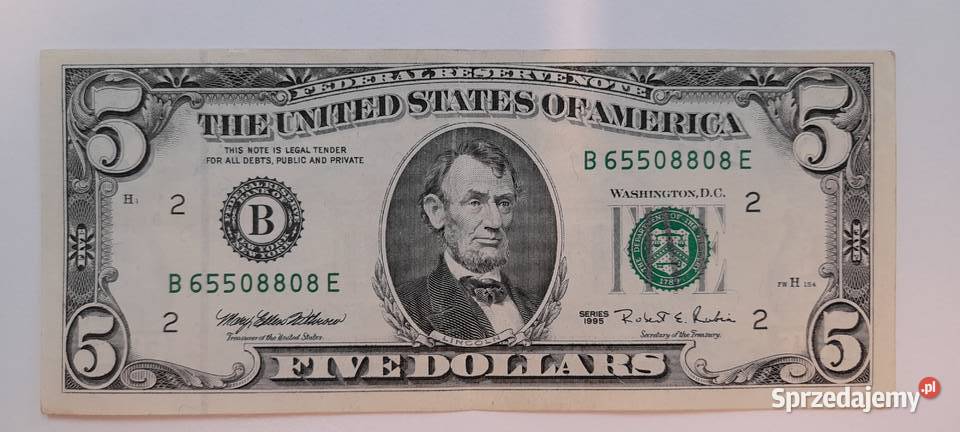 5 dolarów 1995 super stan mazowieckie Warszawa