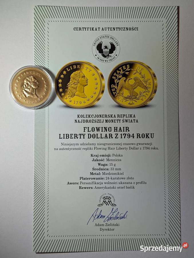Replika Flowing Hair Liberty Dollar 1794