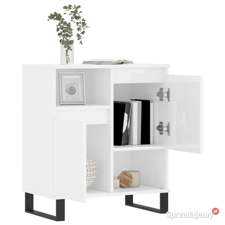 Komoda biała z połyskiem 60x35x70 materiał Warszawa