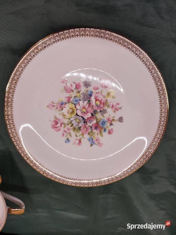 Filiżanka ze spodkiem i talerzykiem porcelana Głuchołazy