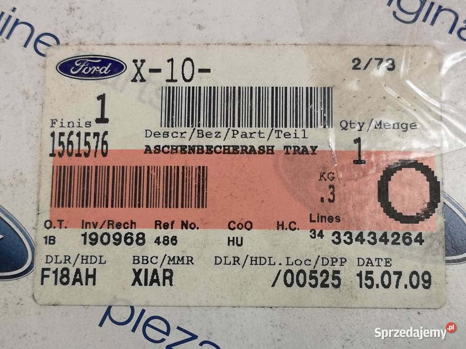 POPIELNICZKA FORD FOCUS I 19982005 NOWA