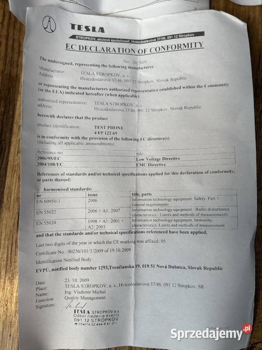 Telefon monterski Tesla Piła