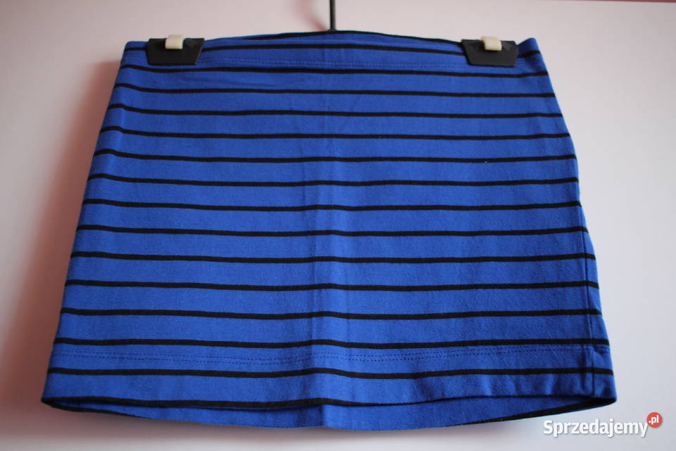 Niebieska spódniczka spódnica w czarne paski HM Sukienki i spódniczki sprzedam