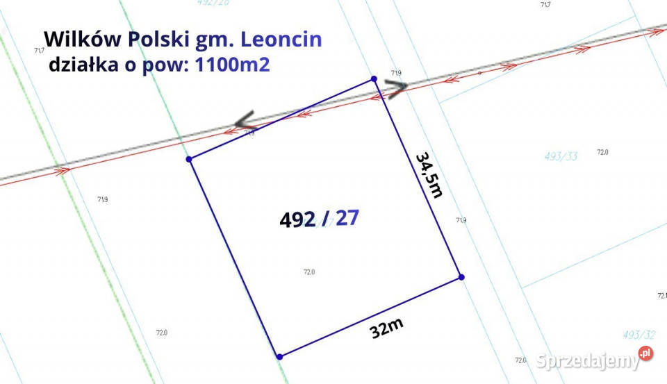 Działka budowlana 1100m2 Wilków Polski sprzedam