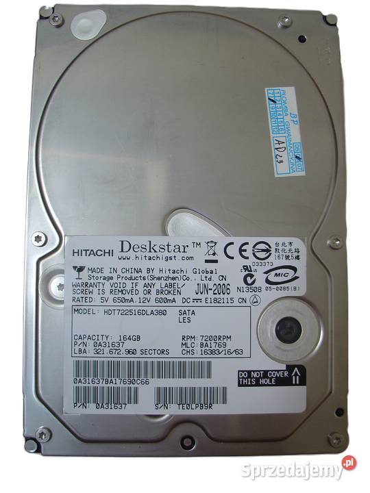 Dysk twardy Hitachi Deskstar HDT722516380 SATA wewnętrzny łódzkie