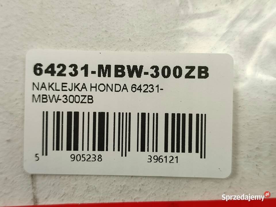 NAKLEJKA PR BOCZEK GÓRA HONDA CBR600F HURRICANE osobowe sprzedam
