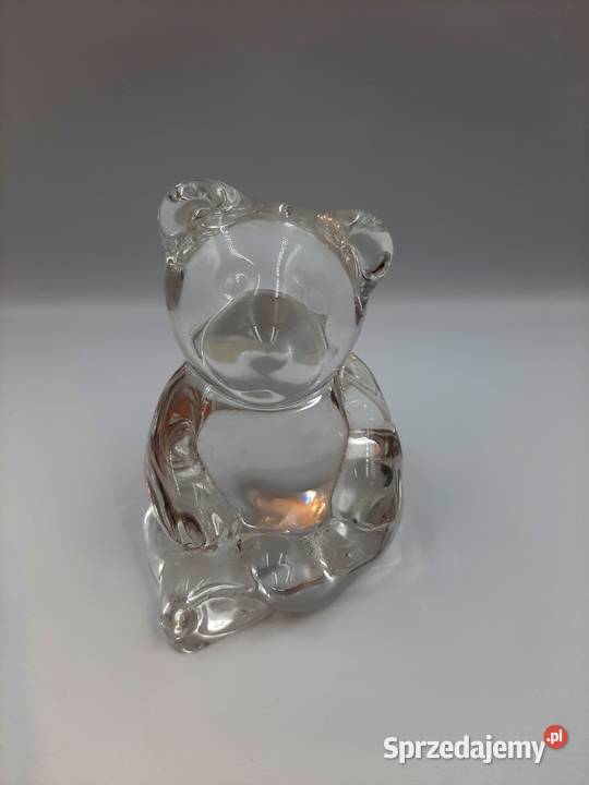 Śliczn7 szklany misiu przycisk do papieru Porcelana i szkło sprzedam