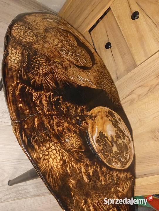 Stolik kawowy ręcznie wypalany plaster brzozy podlaskie Augustów