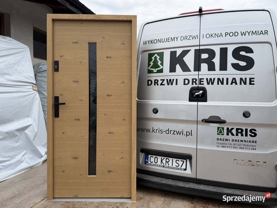 Drzwi zewnętrzne drewniane RĘKI dębowe Dostawa o Toruń