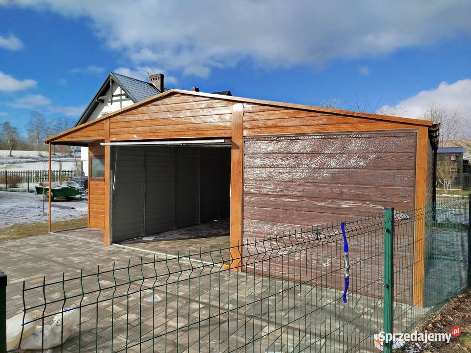 DUŻY Garaż Blaszany ZŁOTY DĄB OKNA Garaże zachodniopomorskie Kamień Pomorski