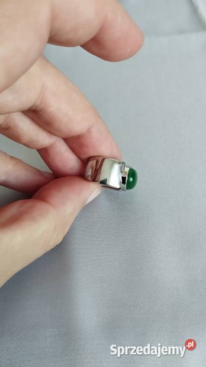 Pierścień srebro S925 z zielonym agatem Gdańsk sprzedam