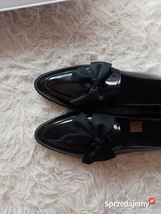 42 Czarne Mokasyny wieczorowe baleriny 27cm Damskie Kraków