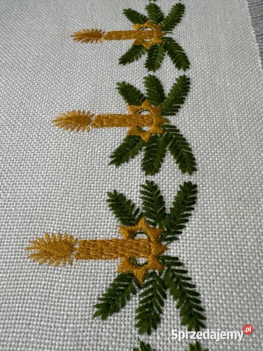 bieżnik ręcznie haftowany motywy Świąteczne Zabrze sprzedam