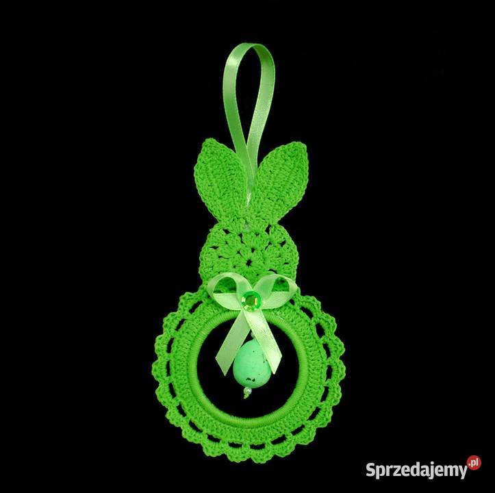 Zawieszka ozdoba szydełkowa zajączek 7x13 jasny Kluczbork