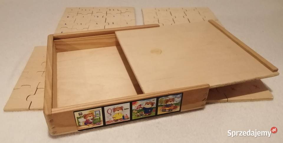 Misie Drewniana układanka 4 x 20 elementów Puzzle śląskie Czeladź
