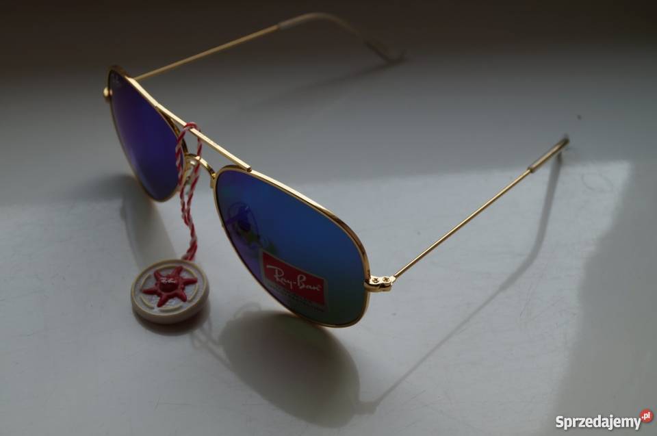 okulary aviator 3025 lustrzanki niebieskie złota wielkopolskie Konin sprzedam