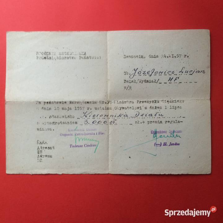 1668 Trzy Pisma DotUposażenia Józefowicz zachodniopomorskie Szczecin sprzedam