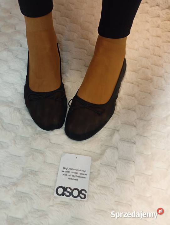 40 ASOS Design Czarne siateczkowe baleriny z