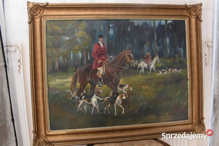 WOJCIECH KOSSAK Myśliwy na Koniu Polowanie Par małopolskie