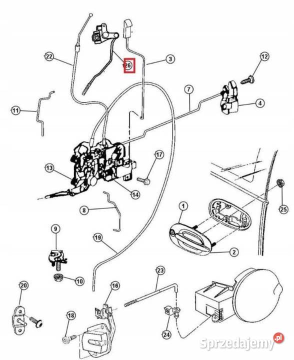 PROWADNICA DRZWI PRZESUWNYCH JEEP WRANGLER 9899