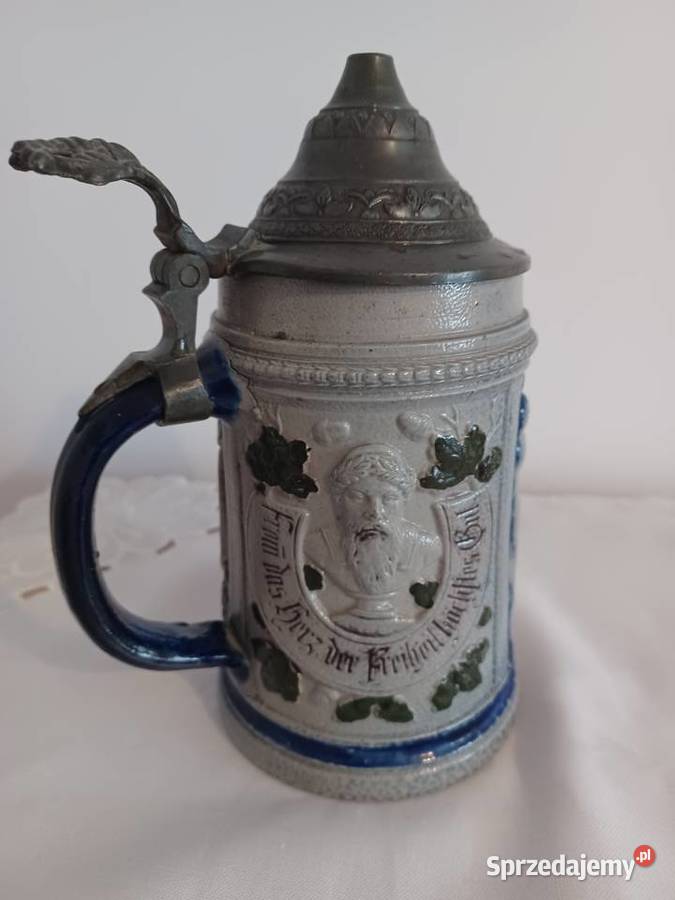 STARY Kufel KOBALTOWY sygnowany z k XIXw Antyki dolnośląskie Wrocław