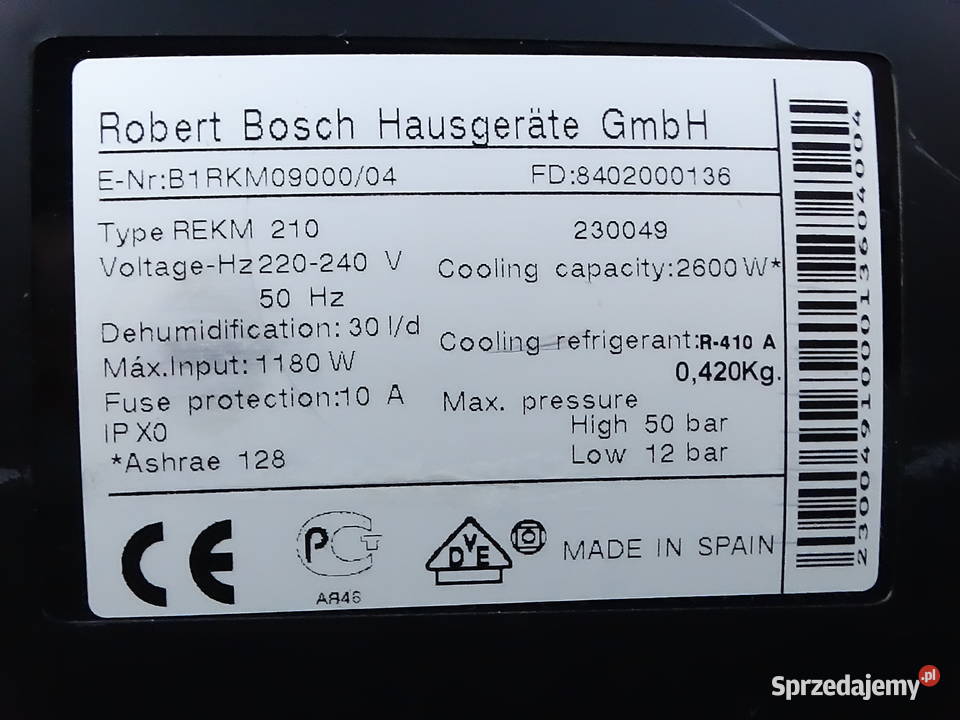 Klimatyzator przenośny Bosch REKM 210 Osuszacz