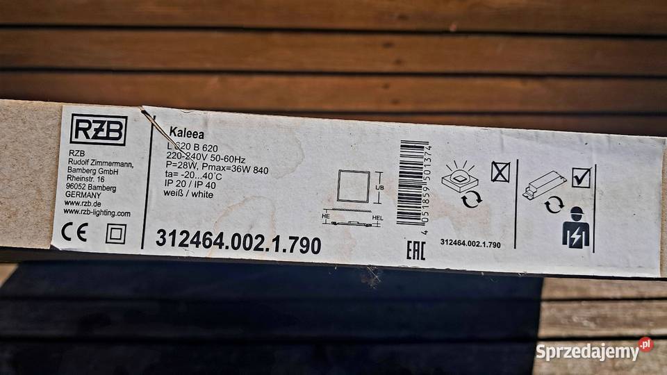 Nowe Panele LED RZB Kaleea 62x62 4600lm 4000K sprzedam