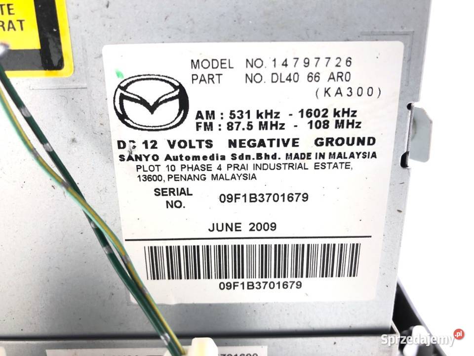 RADIO MAZDA 2 DE 14797726 0715 ODTWARZACZ sprzedam