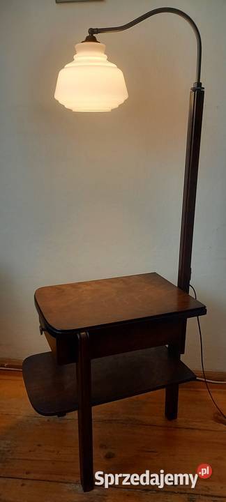 Drewniana lampa podłogowa ze stolikiem ruchome łódzkie Skierniewice