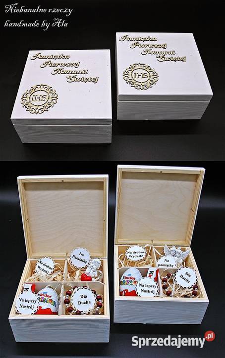 Skrzyneczka drewniana szkatułka I komunia Święta Kutno