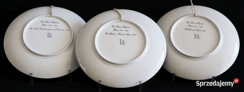 Trzy talerze dekoracyjne KPM Berlin porcelana wielkopolskie Poznań