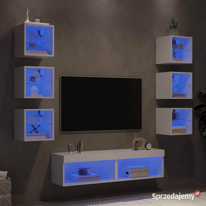 8częściowy zestaw mebli TV z LED biały WM3216633 Warszawa