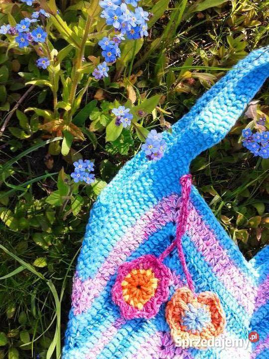 Szydełkowa duża turkusowa shopperka Katowice