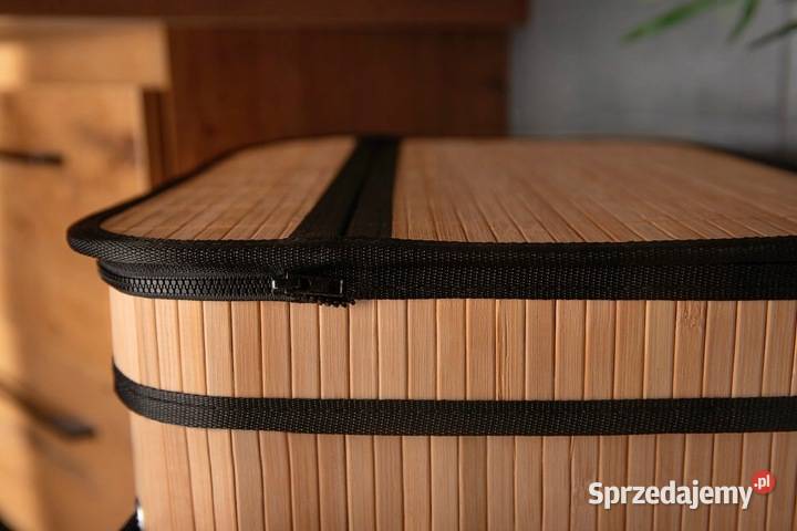 NOWY Bambusowy kosz na pranie pokrywa naturalny