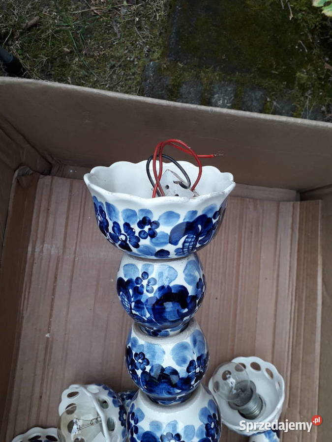 Żyrandol ceramiczny vintage rustico sygnowany 12