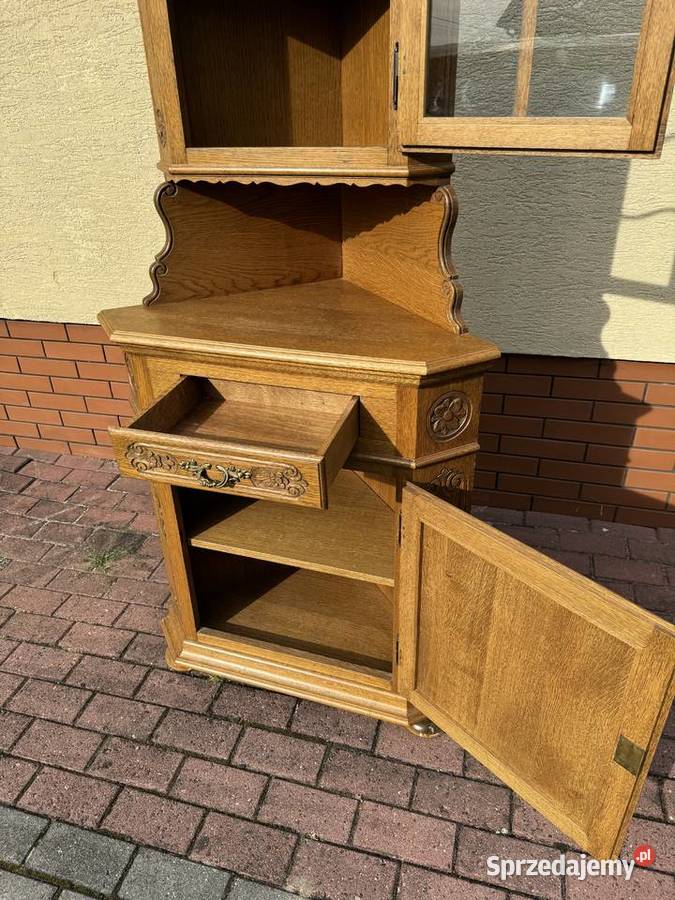 Witryna narożna dębowa stylowa rogówka kredens Sulbiny