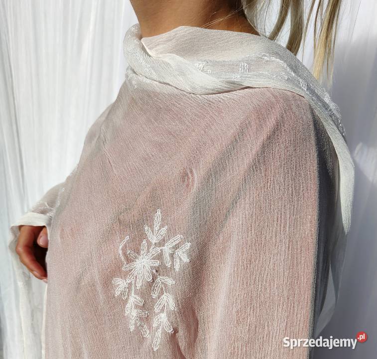 2 Duża chusta szal dupatta haftowana szyfon Dla kobiet Szczecin