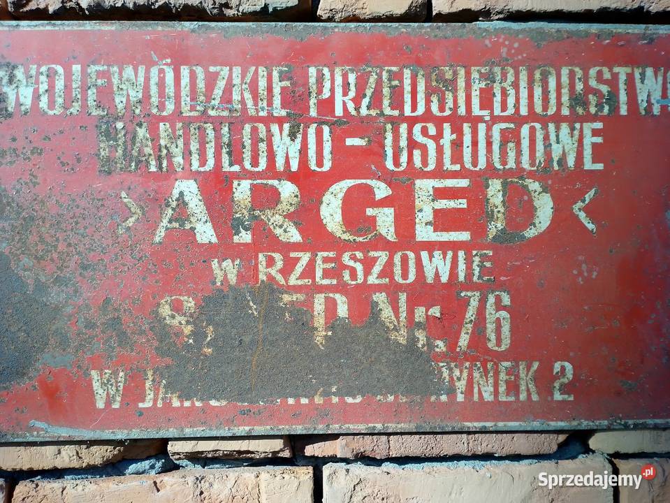 Tablica sklep stara mocny PRL loftt zabytek Jarosław
