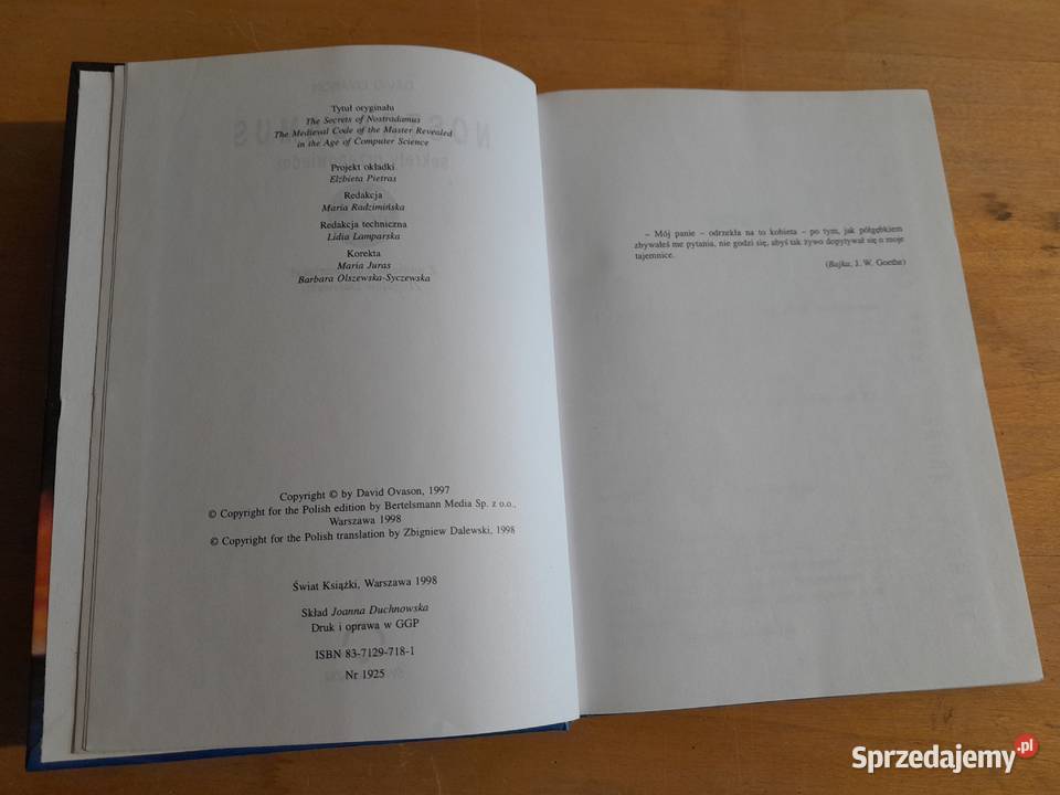Książka Nostradamus sekrety przepowiedni wydanie Dąbrowa Górnicza sprzedam